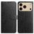 Mobigear Flowers Housse iPhone 17 Pro Etui Porte-Monnaie - Noir