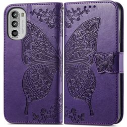 Mobigear Butterfly Housse Motorola Moto G82 Etui Porte-Monnaie - Violet