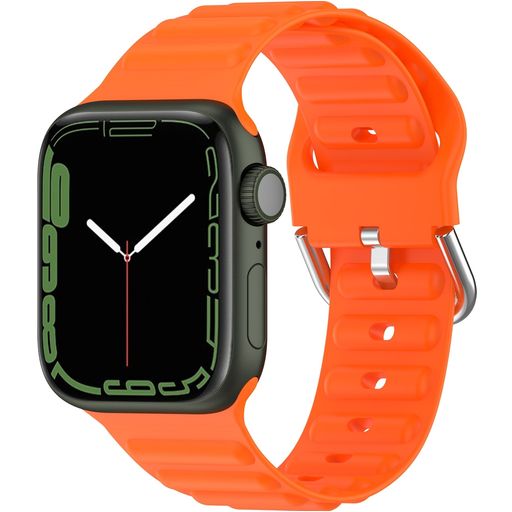 Mobigear Bumpy Bracelet Silicone Apple Watch Fermeture boucle ardillon - 49/46/45/44 mm - Orange