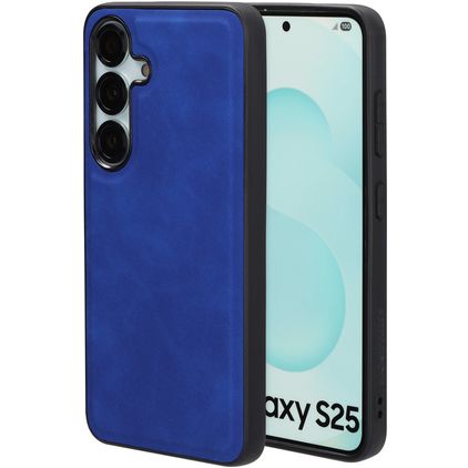 Mobiparts Classic Coque Samsung Galaxy S25 MagSafe Coque arrière en TPU,Similicuir - Sapphire Blue