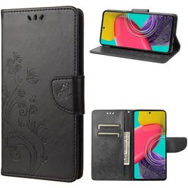 Mobigear Flowers Housse Samsung Galaxy M53 Etui Porte-Monnaie - Noir