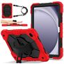Mobigear SureGrip Xtreme Coque Samsung Galaxy Tab A9 Plus (2023) Coque arrière en Plastique rigide,Silicone + Bandoulière + Support Amovible - Rouge