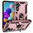 Mobigear Armor Ring Samsung Galaxy A35 Plastique rigide Coque arrière Antichoc avec bague de maintien - Rose doré