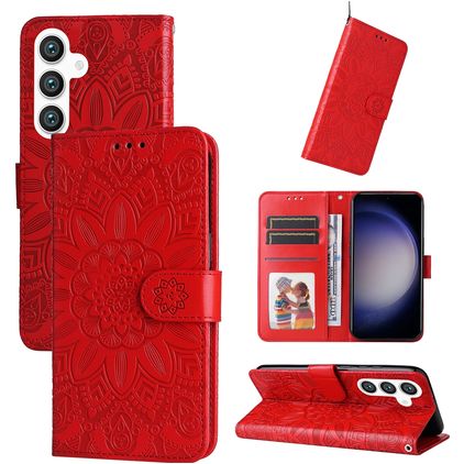 Mobigear Sunflower Housse Samsung Galaxy S24 Etui Porte-Monnaie - Rouge