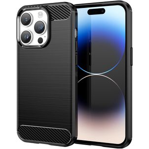 Mobigear Brushed Slim Coque iPhone 15 Pro Max Coque arrière en TPU Souple - Noir