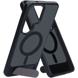 Mobiparts Hardcover Coque Samsung Galaxy S26 Ultra MagSafe Coque arrière Rigide avec Support Amovible - Satin Black