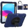 Mobigear SureGrip Coque iPad 10 (2022) Coque arrière en Plastique rigide,Silicone + Porte-crayon + Bandoulière + Support Amovible - Noir / Bleu