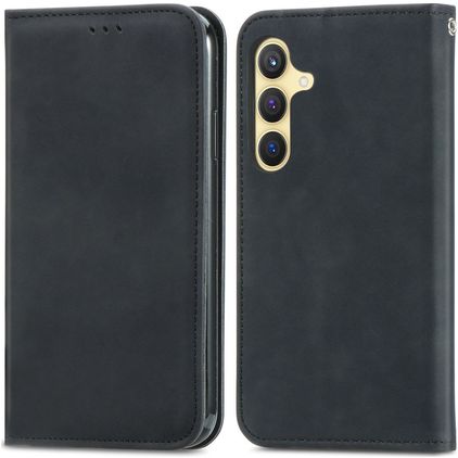 Mobigear Retro Slim Housse Samsung Galaxy S25 Etui Porte-Monnaie - Noir
