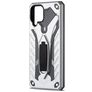 Mobigear Armor Stand Coque Samsung Galaxy A12 Coque arrière Rigide Anti-Chocs avec Support Amovible - Argent
