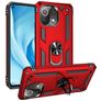 Mobigear Armor Ring Xiaomi Mi 11 Lite Plastique rigide Coque arrière Antichoc avec bague de maintien - Rouge