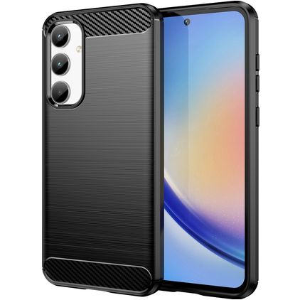 Mobigear Brushed Slim Coque Samsung Galaxy A35 Coque arrière en TPU Souple - Noir