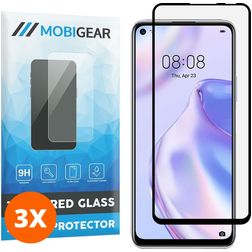 Mobigear Premium Huawei P40 Lite 5G Verre trempé Protection d'écran - Compatible Coque - Noir (Lot de 3)
