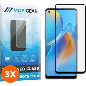 Mobigear Premium OPPO A74 4G Verre trempé Protection d'écran - Compatible Coque - Noir (Lot de 3)