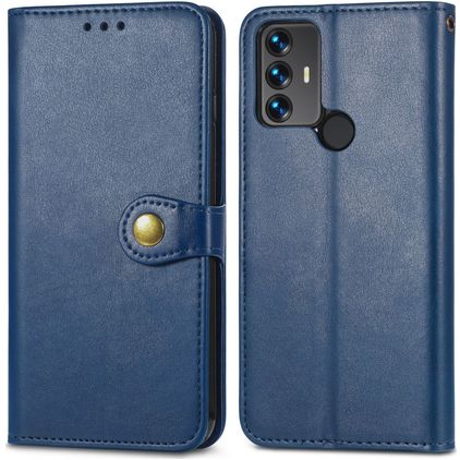 Mobigear Snap Button Housse TCL 305 Etui Porte-Monnaie - Bleu