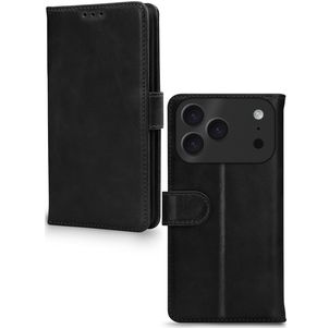 Mobilize Wallet Housse iPhone 17 Pro Etui en Cuir Véritable Porte-Monnaie - Noir
