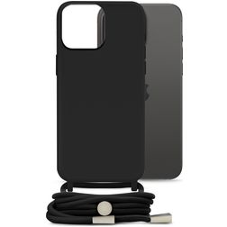 Mobilize Lanyard Gelly iPhone 15 Pro Max Coque avec cordon en TPU Souple - Noir