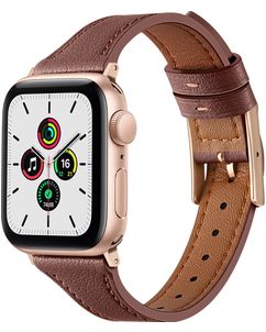 Mobigear Napoli Bracelet Cuir Apple Watch Fermeture boucle ardillon - 42/41/40/38 mm - Marron