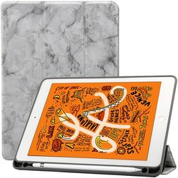 Mobigear Tri-Fold Marble Coque iPad Air 3 (2019) Etui + Porte-crayon - Gris