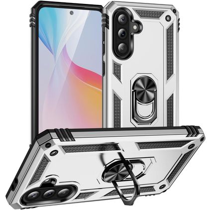 Mobigear Armor ring Coque Samsung Galaxy A37 Coque arrière Rigide Anti-Chocs avec Anneau-Support - Argent