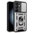 Mobigear Armor Ring Cam Slide Samsung Galaxy S24 FE Plastique rigide Coque arrière Antichoc avec bague de maintien et cache caméra coulissant - Argent