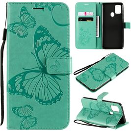 Mobigear Butterfly Housse Samsung Galaxy A21s Etui Porte-Monnaie - Turquoise