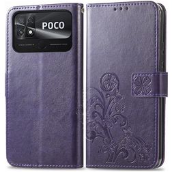 Mobigear Clover Housse POCO C40 Etui Porte-Monnaie - Violet