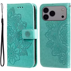Mobigear Flowers Housse iPhone 17 Pro Max Etui Porte-Monnaie - Vert