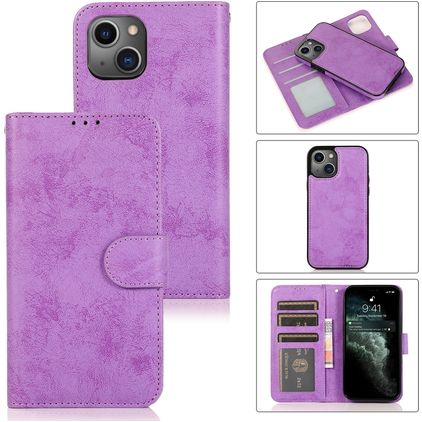 Mobigear Wallet Housse iPhone 15 Etui avec Coque Détachable Porte-Monnaie - Violet