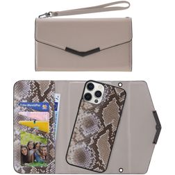 Mobilize Elegant Magnet iPhone 12 Pro Max Coque Sac à main 2en1 avec coque amovible - Beige Snake
