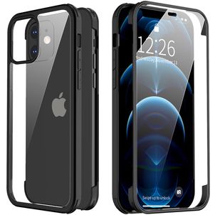 Valenta Full Cover Coque iPhone 12 Mini Coque arrière en Verre trempé Anti-Chocs - Noir