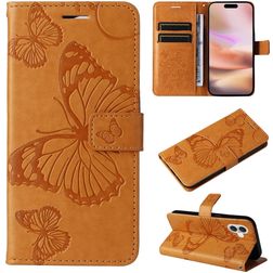 Mobigear Butterfly Housse iPhone 16 Plus Etui Porte-Monnaie - Cognac