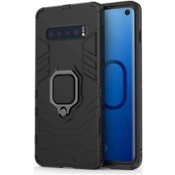Mobigear Armor Ring Coque Samsung Galaxy S10 Coque arrière Rigide Anti-Chocs avec Anneau-Support - Noir