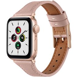 Mobigear Napoli Bracelet Cuir Apple Watch Fermeture boucle ardillon - 42/41/40/38 mm - Rose