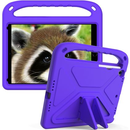 Mobigear AeroArmor Coque iPad 9 (2021) Coque de tablette pour enfants avec Poignée Enfants en EVA + Porte-crayon - Violet