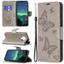 Mobigear Butterfly Housse Nokia 1.4 Etui Porte-Monnaie - Gris