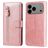 Mobigear Zipper iPhone 18 Pro Max Étui Portefeuille - Rose doré
