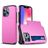 Mobigear Card Coque iPhone 14 Pro Coque arrière Rigide Anti-Chocs avec Porte-Cartes - Rose