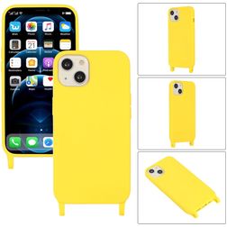 Mobigear Lanyard iPhone 14 Coque avec cordon en Silicone - Jaune