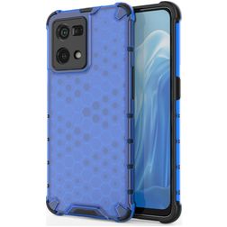 Mobigear Honeycomb Coque OPPO Reno 7 4G Coque arrière Rigide Anti-Chocs - Bleu