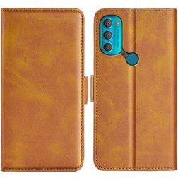 Mobigear Slim Magnet Housse Motorola Moto G71 5G Etui Porte-Monnaie - Cognac