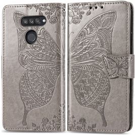 Mobigear Butterfly Housse LG K50s Etui Porte-Monnaie - Gris