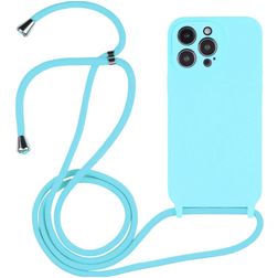 Mobigear Lanyard iPhone 14 Pro Silicone Coque avec cordon - Bleu