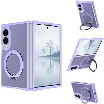 Mobigear 360 Rotating Ring Coque Samsung Galaxy Z Fold 8 Ultra MagSafe Coque arrière Rigide avec Anneau-Support - Violet