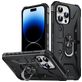 Mobigear Armor Ring Coque iPhone 14 Pro Max Coque arrière Rigide Anti-Chocs avec Anneau-Support - Noir