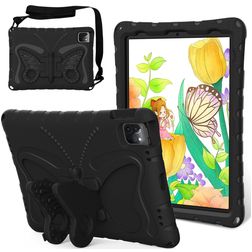 Mobigear Butterfly Coque iPad Air 11 Pouces (2024) Coque arrière en EVA + Bandoulière + Support Amovible - Noir
