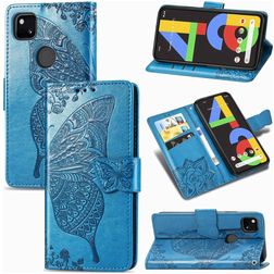 Mobigear Butterfly Housse Google Pixel 4a Etui Porte-Monnaie - Bleu