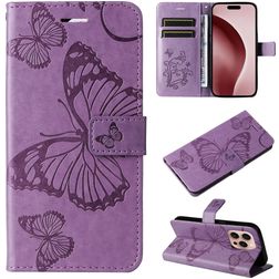 Mobigear Butterfly iPhone 16 Pro Étui Portefeuille - Violet