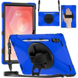 Mobigear SureGrip XGuard Coque Samsung Galaxy Tab S11 Ultra Coque arrière en Plastique rigide,Silicone + Porte-crayon + Bandoulière + Support Amovible - Bleu