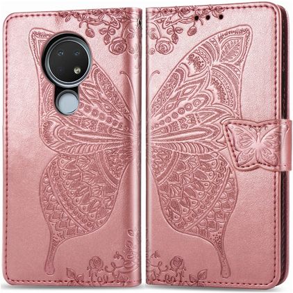 Mobigear Butterfly Housse Nokia 7.2 Etui Porte-Monnaie - Rose doré