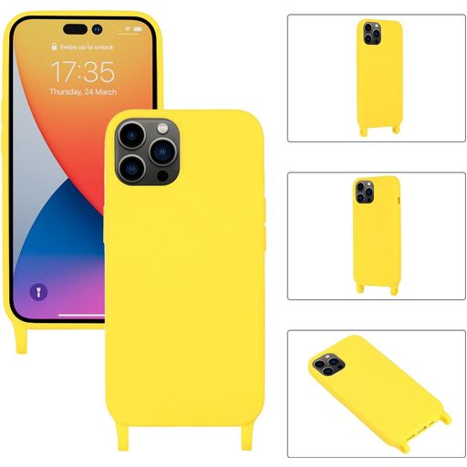 Mobigear Lanyard iPhone 14 Pro Coque avec cordon en Silicone - Jaune
